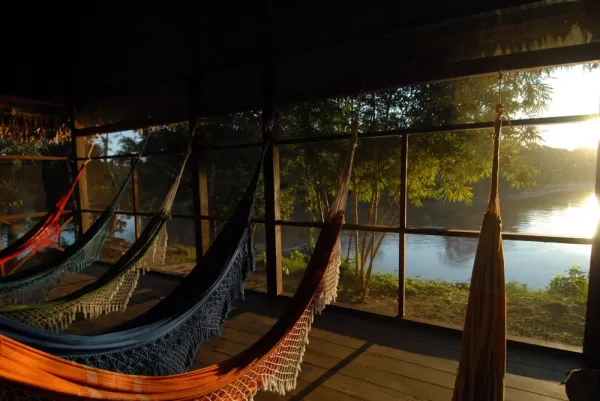 Overlook the river in a comfortable hammock