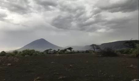 Natron Halisi Camp - best views of the mountain and upcoming storms.