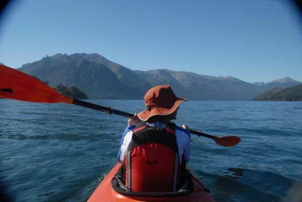 Kayaking through Nahuel Huapi Lake
