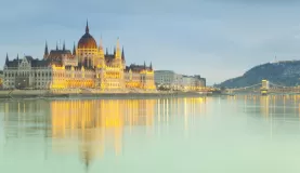 Hungarian Parliament building reflecting in the Danube