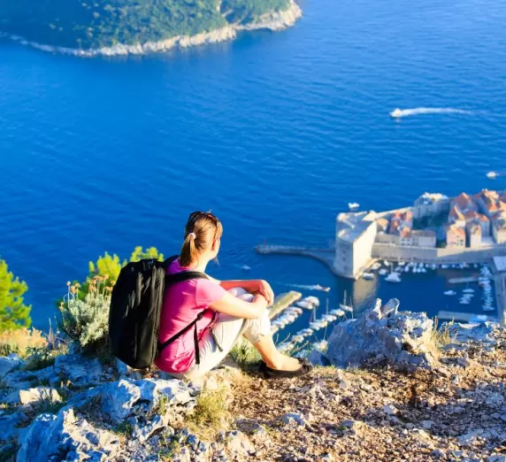 Hiking above the historic city of Dubrovnik