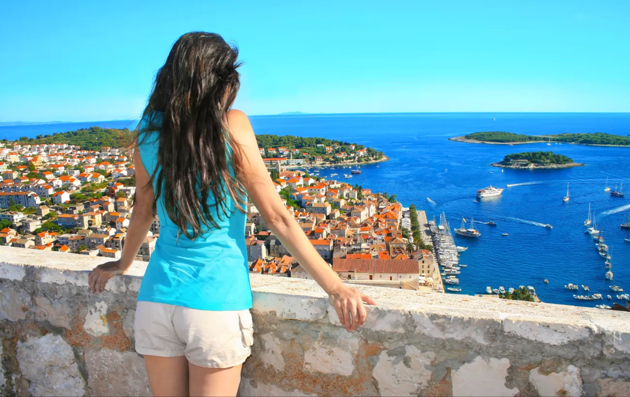 Admiring the view of Hvar, Croatia