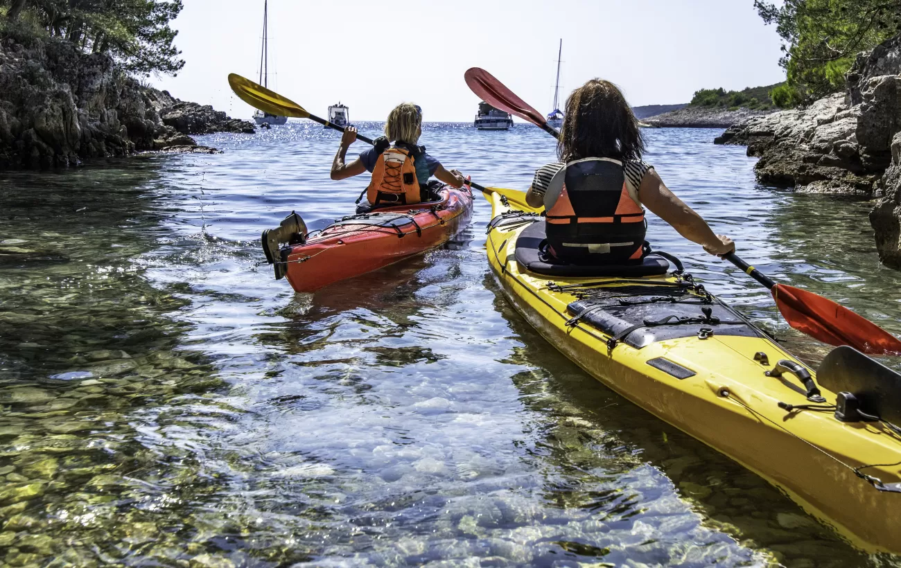 Kayaking the clear waters of the Mediterranean