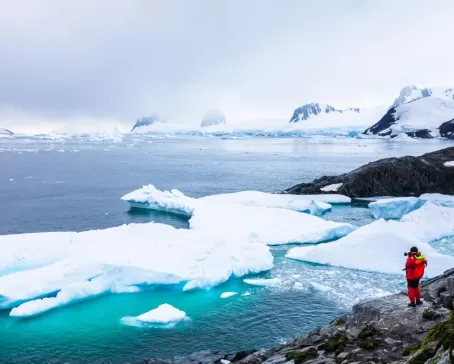 Hiking for a stunning view of Antarctica