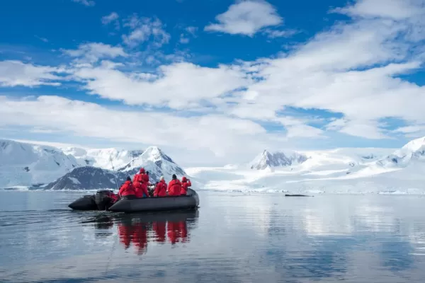 Zodiac cruising in polar waters