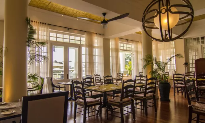 High ceilings and natural light of the Brasserie