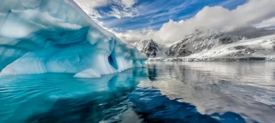 Brilliant blue icebergs in Antarctic waters