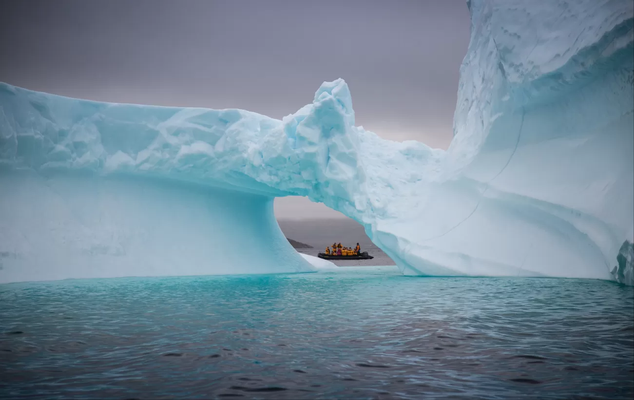Zodiac cruising in Southeast Greenland