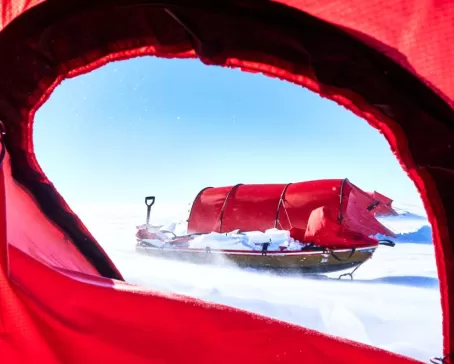 View from a field camp tent. Courtesy Carl Alvey, Antarctic Logistics & Expeditions