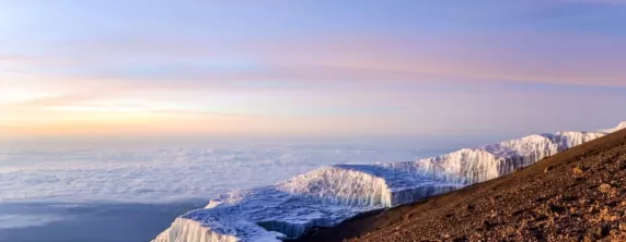 Sunrise over the ice field of Kilimanjaro