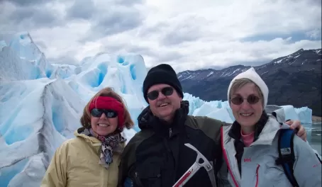 Kathy, Ken, and Bert on Perito Moreno