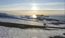 Enjoying a sunset hike in Antarctica