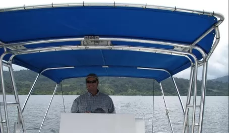 With Jim on the way to Tranquilo Bay in Panama