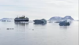 Ocean Nova among icebergs