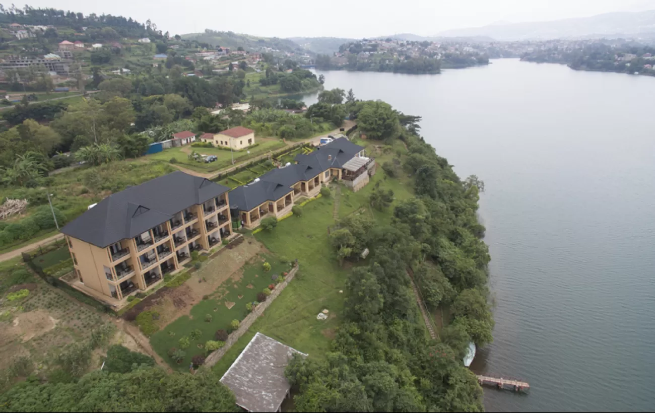 Emeraude Hotel looking out over Lake Kivu