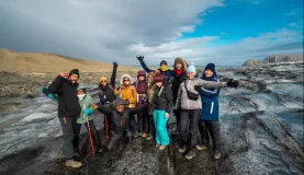 Our hiking group standing on a glacier in the South Shetlands