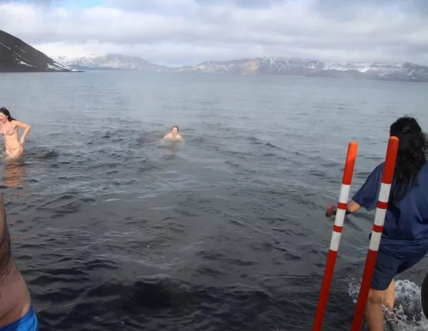 Polar plunge at Deception Island!