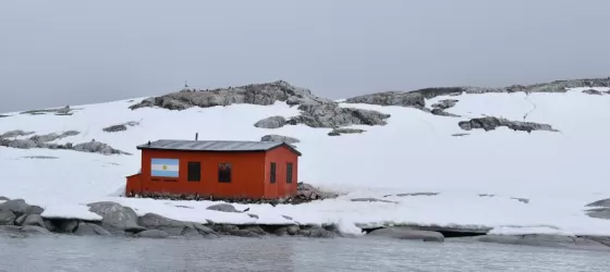 An old, abandon research station of Argentina now occupied by penguins.