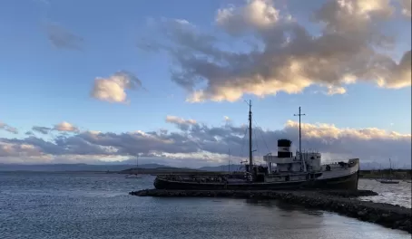 Ushuaia's waterfront and St. Christopher's Shipwreck.