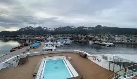 A view of the pool off deck 6 while docked in Ushaia.