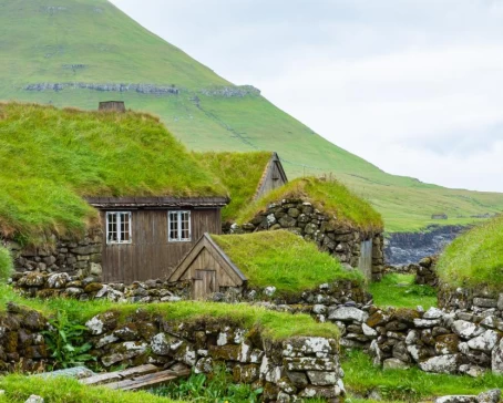 Grass-roofed houses of the Faroe Islands