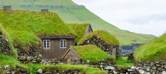 Grass-roofed houses of the Faroe Islands
