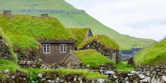 Grass-roofed houses of the Faroe Islands