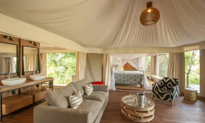 Settle into your spacious safari tent