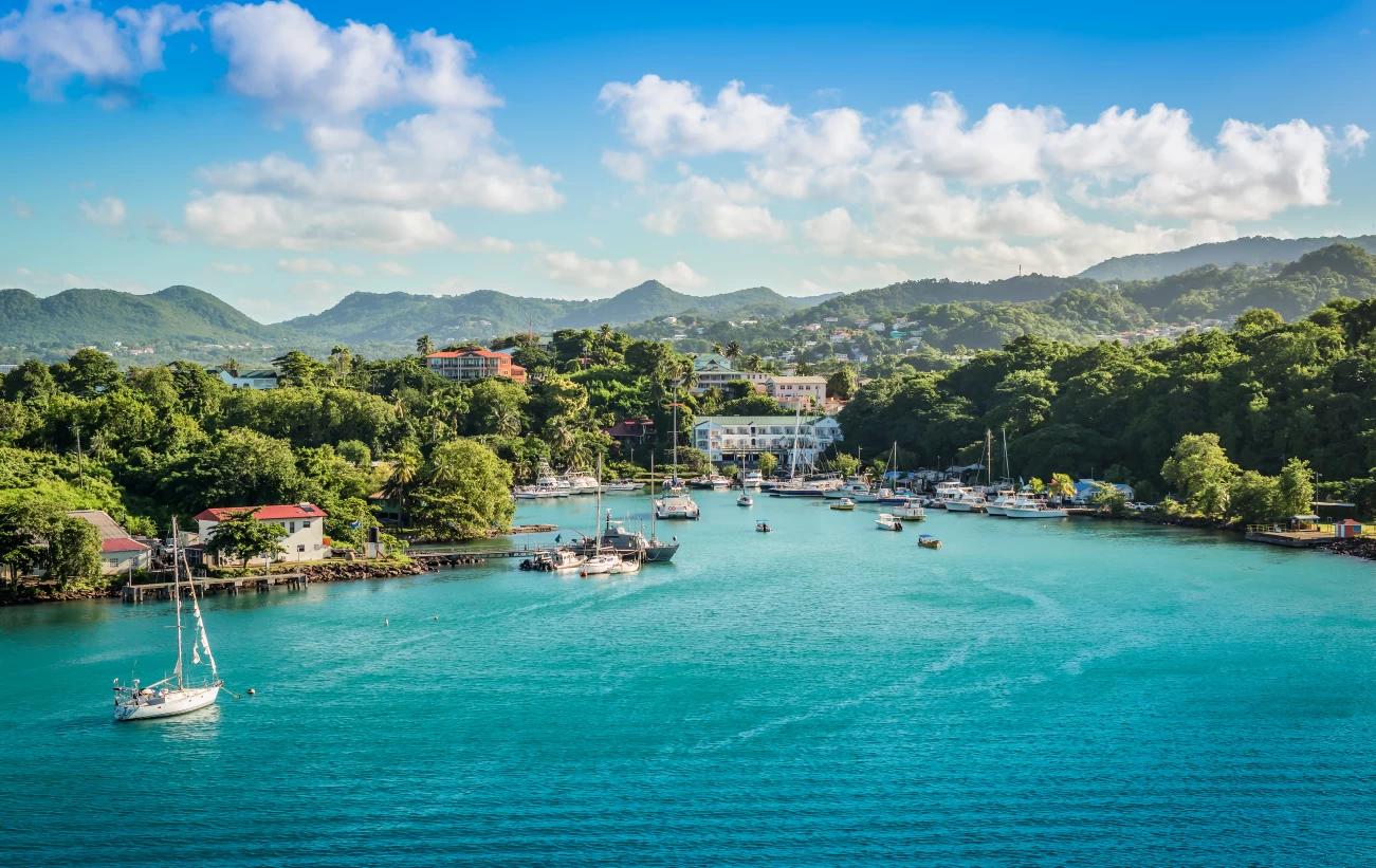 Vivid blue waters of the Caribbean