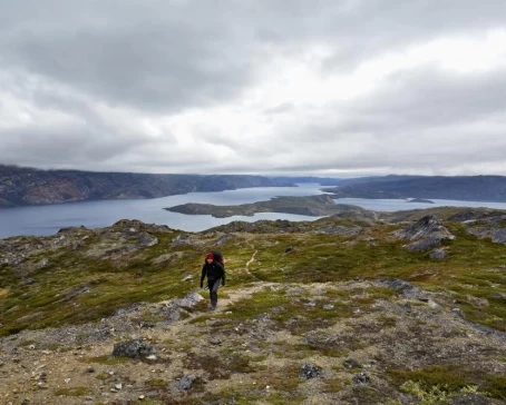 Hiking in the vast Arctic landscape