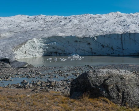 Get a close up view of the Greenland ice sheet