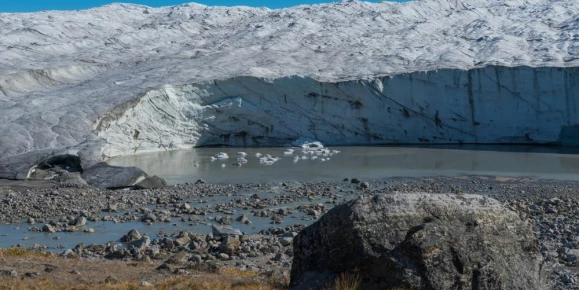 Get a close up view of the Greenland ice sheet