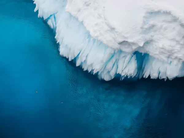 Amazing blue hues of icebergs in polar waters.