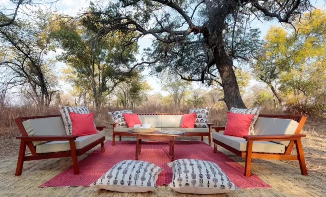 Relax at the beautiful Zambian bush camp of Nkonzi
