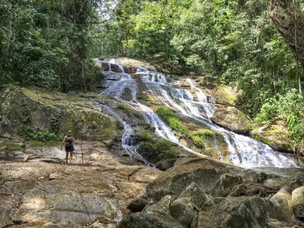 Hiking to waterfalls in Belize