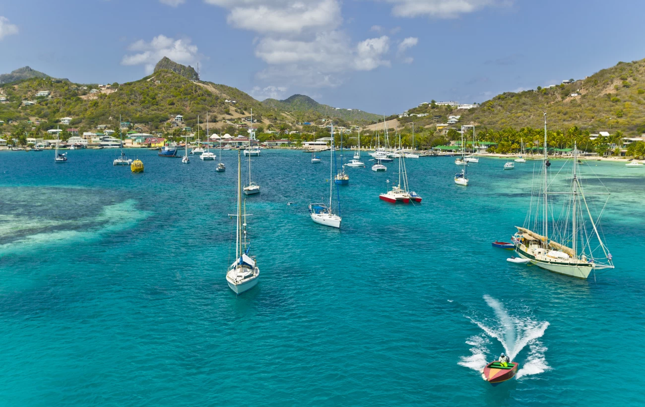 Bright blue waters of the Caribbean