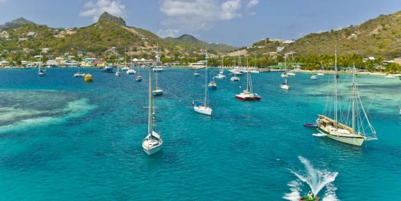 Bright blue waters of the Caribbean