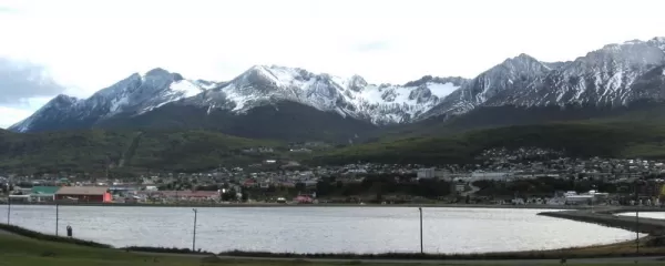 view of Ushuaia from across the bay