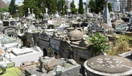 A packed cemetary