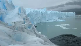 The icy blue of the glacier