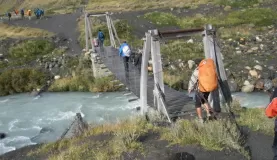 Crossing the suspension bridge