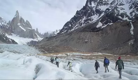 Hiking across the glacier