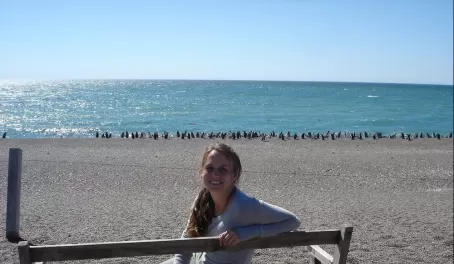 Caro at the beach of San Lorenzo penguin colony
