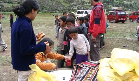 Feeding the local children