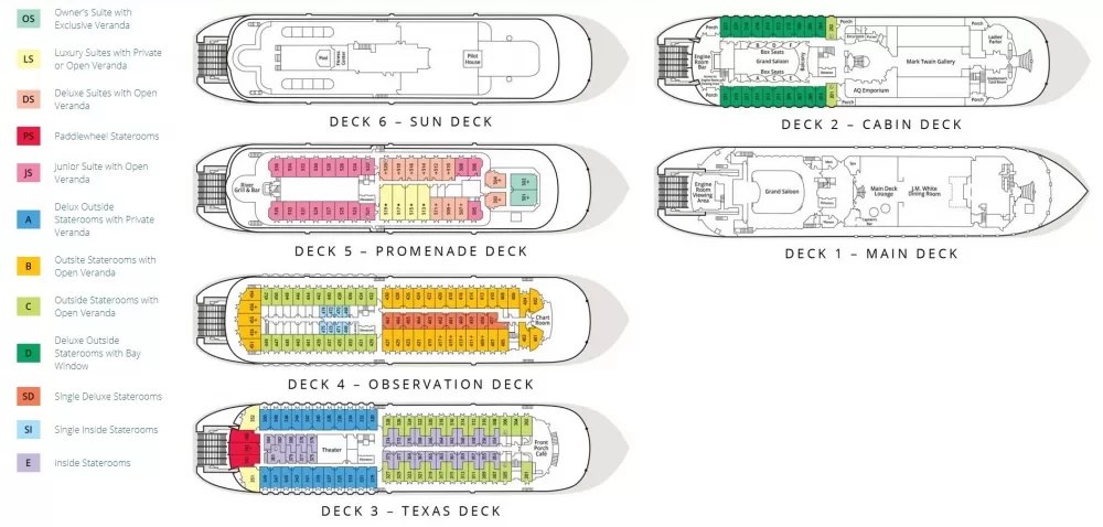 American Queen Deck Plan