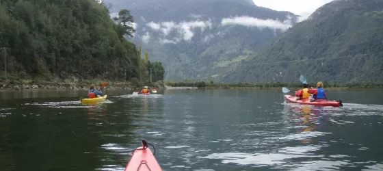 The Cochamo river enters the fjord