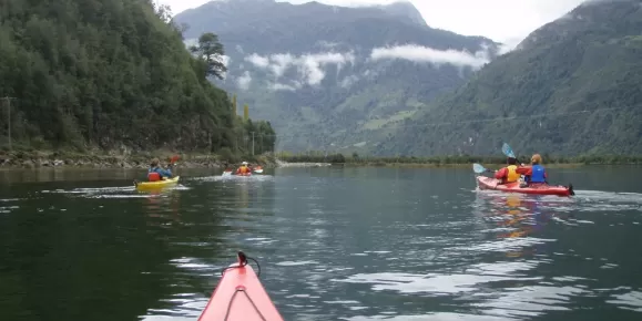 The Cochamo river enters the fjord