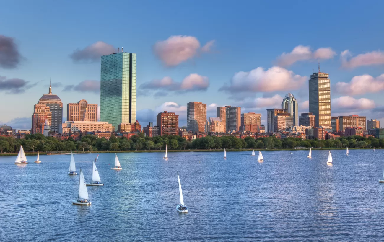 Boston's skyline and harbor