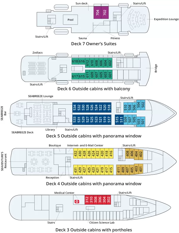MS Seaventure - Deck Plan