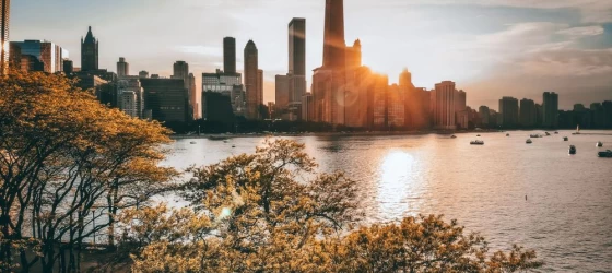 Golden light over the Chicago skyline